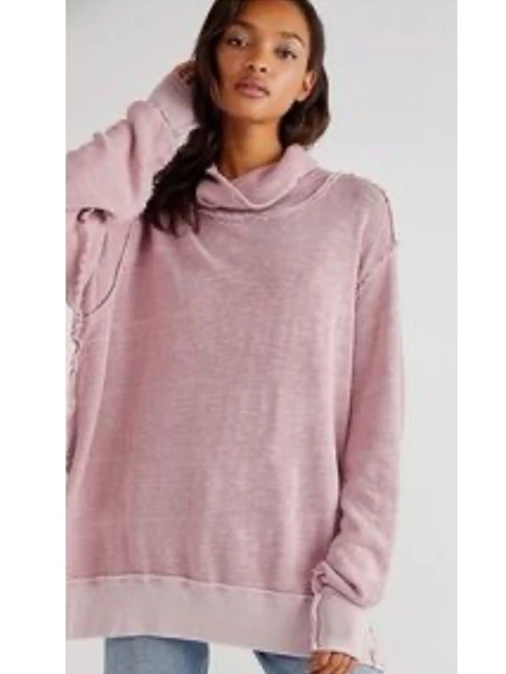 WE THE FREE TIMMY TURTLENECK SWEATSHIRT OVERSIZED MEDIUM MAUVE PURPLE - Picture 4 of 11